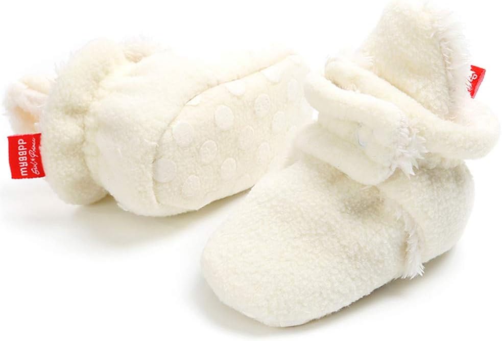 Infant Baby Girls Boys Fleece Booties Soft Non-Slip Sole Winter Warm Cozy with Grippers Stay On Socks Newborn Toddler First Walkers Crib Shoes - Image 4